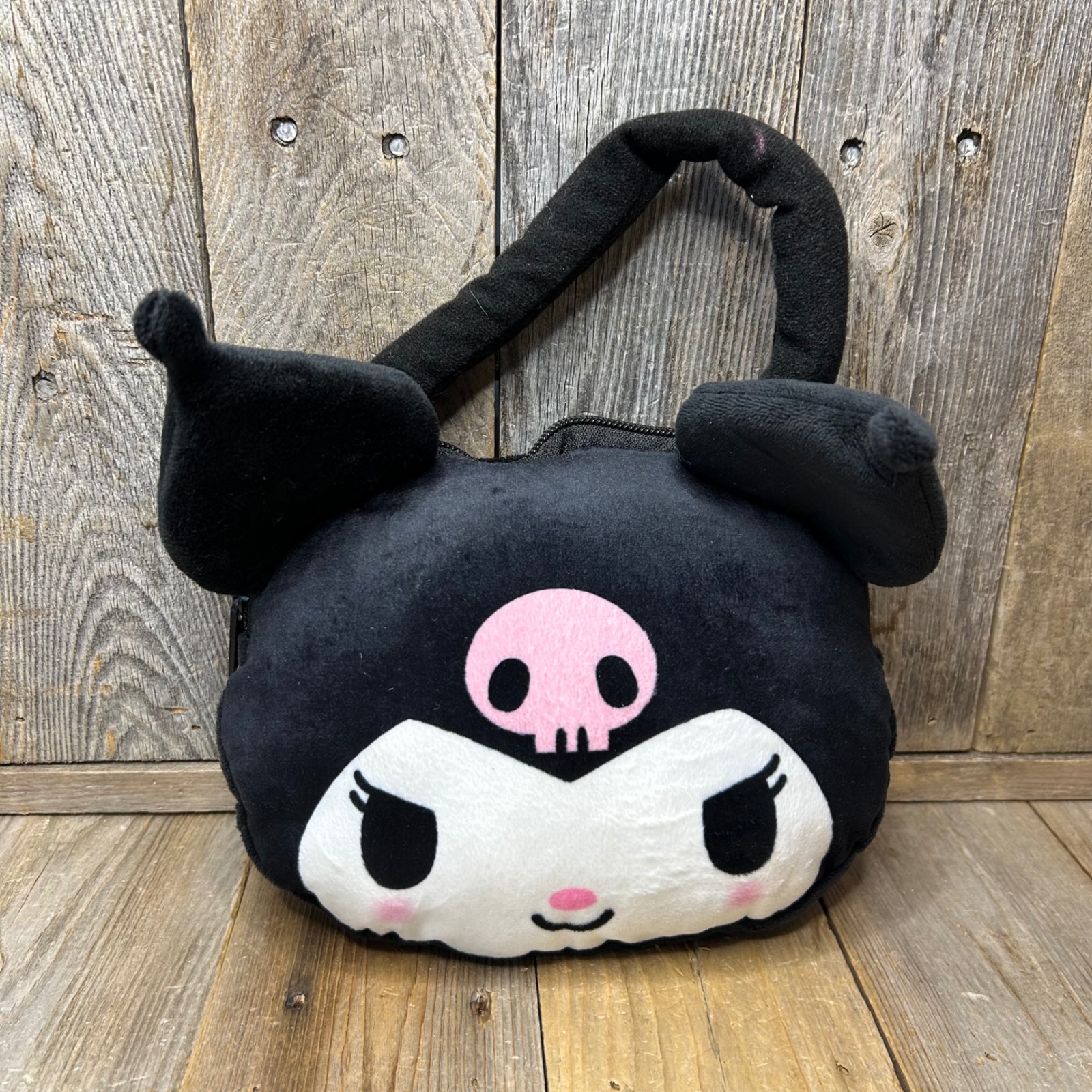 Sanrio Kuromi Plush Handbag Black White Pink Skull Kawaii Character Bag 2025